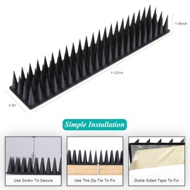 Bird Spikes for Outside, 20 Pack Bird Spikes, High Thorn Bird Deterrent Spikes, Pigeon Spikes for Small Bird Robin Raccoon, Easy Installation Bird Defender Spikes use for Fence Balcony Building