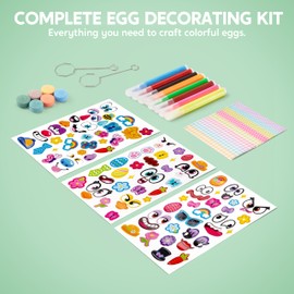 Klever Kits Klever 31PCS Easter Egg Decorating DIY Kit with Dye Tablets and Easter Make a Face Stickers, Coloring Dyeing Set for Kids Theme Party, Egg Hunt Creativity Activity