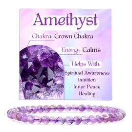 Bivei Crystal Bracelet for Women 4 mm Beads Semi-Precious Stone Natural Stone Stretchy Elastic Jewellery Yoga Gifts, Stone, No gemstone