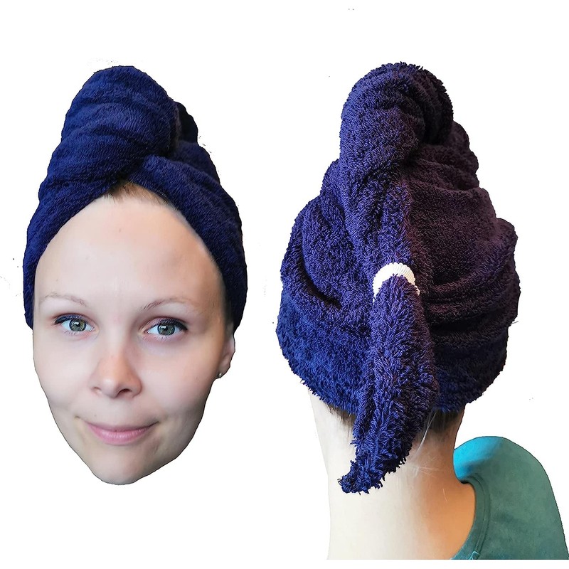 LLAMAXY 100% Pure Organic Cotton Hair Towel - Quick Dry
