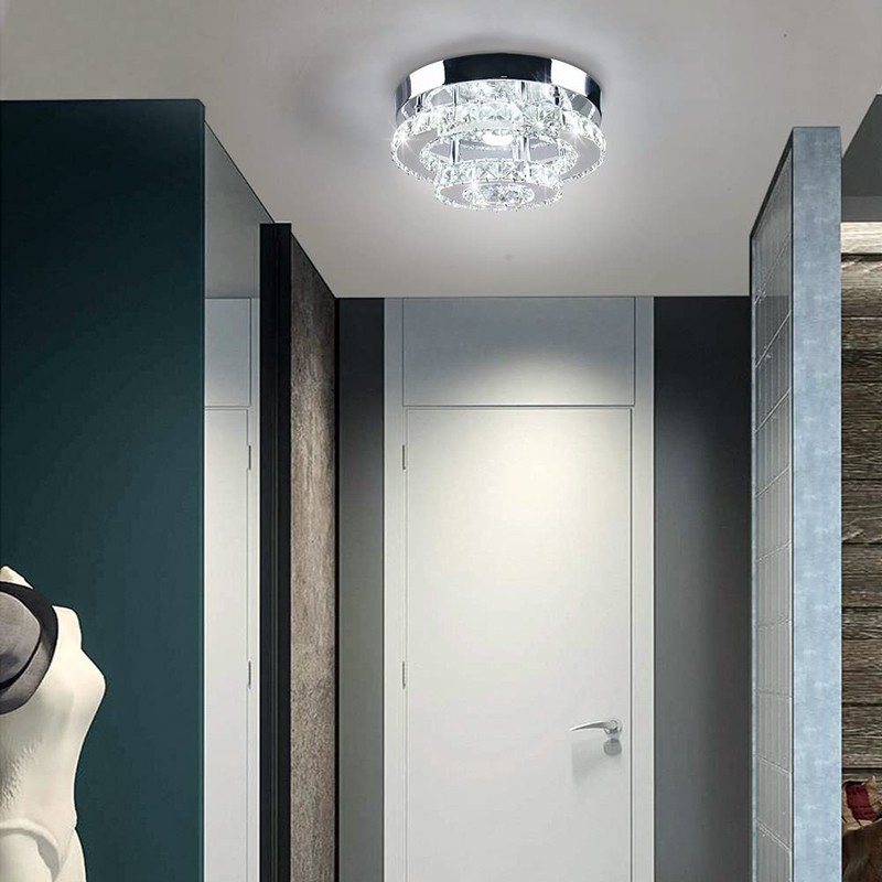 Cainjiazh Mini Chandelier LED Crystal Ceiling Light 2 Layers Flush