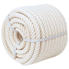 Natural Cotton Rope (3/4 in x 100 ft) Soft White Rope for DIY Crafts, Hammock, Plant Hangers, Home Decorating