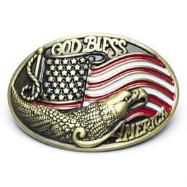 fomissky-sisa Eagle American Flag Belt Buckles Carved God Bless America, Western Belt Buckles for Men Cowboy Large