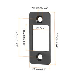 uxcell 1 Set Door Strike Plate, 57mm x 25.4mm Stainless Steel Latch Deadbolt Replacement Lock Strike Plate for Door Frame Door Jamb Reinforcement, Black