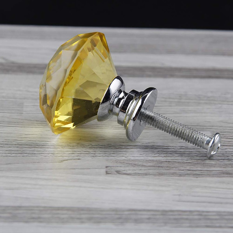 BOZONLI 6pcs 30mm Yellow Crystals Glass Drawer Knobs Cupboard Knobs