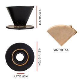 HYAXGM Pour Over Coffee Maker, Ceramic Coffee Dripper With 40 pcs of Size 02 Paper Filter,Reusable Porcelain Portable Pour Over Coffee Maker (Small hole（Slower flow rate）)