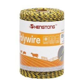 HENGTONG Electric Fence Poly Wire 656ft 200m, 6 x 0.18mm Stainless Steel Conductors, Portable Electric Fence Polywire for Livestock, Yellow and Black Fence Wire