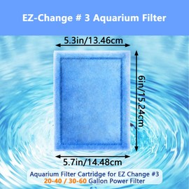 Yonice 10 Pcs Aquarium Filter Cartridge,Compatible for AquaTech 20-40/30-60 Power Filters,Replacement for AquaTech EZ-Change #3