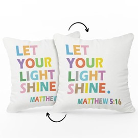 Nursery Decor Double-Sided Pillowcase Let Your Light Shine Bible Verses Throw Pillow Cover Christian Gift for Niece Daughter Son Religious Gifts Couch Cushion Cover for Home Playroom Office Decor /A68