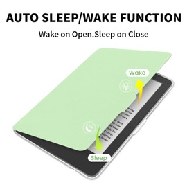 Case for 6" Kobo Clara Colour 2024 Released, Ultra Clear Soft Flexible Transparent TPU Back Cover with Auto Sleep/Wake for Kobo Clara Colour, Light Green