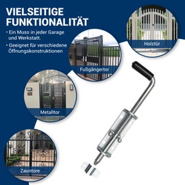 Torfix® Spring Latch - Robust Lock Bolt 220 mm - Tested according to WOTI Process in Germany - Door Bolt for Secure Locking of Gates and Doors - Includes 6 x Self-Drilling Screws