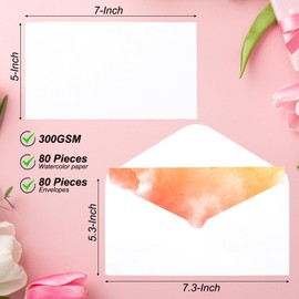 PATIKIL 30 Sets Pure Cotton Watercolor Cards 140lb/300 GSM Postcards Right Corners with Envelopes for Art Painting Creative Thank Notes, 5x7 Inch