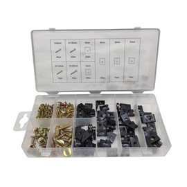 Moioee Car U Clip with Screw Assortment Kit, 170PCS Automotive U Nut Screw Clip, Metal Body Panel Clip Fasteners Panel Retainer, 9 Sizes SAE Metal Bumper Retainer Clips for Universal Automotive