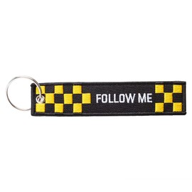 DonJordi Follow Me Fabric Keyring with Embroidery for Pilots, Bikers and Aviation Lovers, black