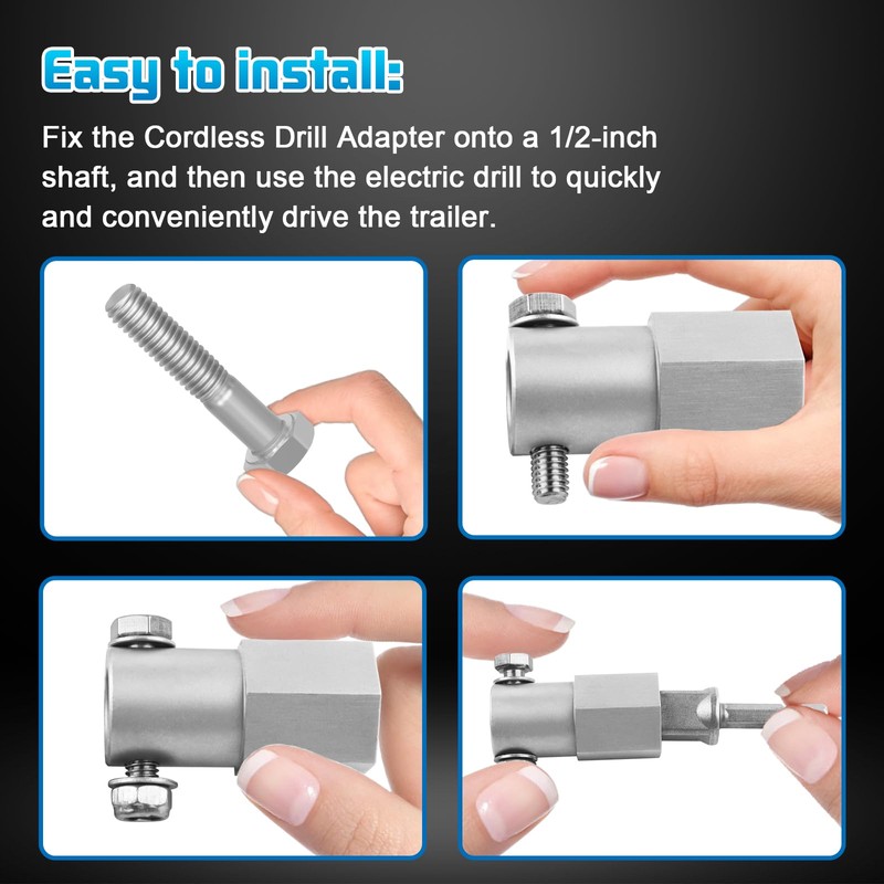 Boltigen Trailer Jack Drill Adapter, Stainless Steel Cordless Drill Adapter