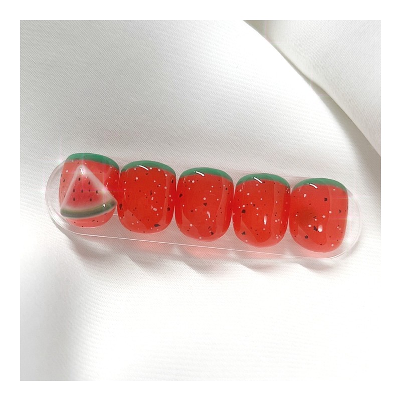 [Handmade Nail Tips] Watermelon Syrup Nail Tips - Petit Coffin