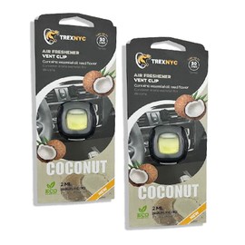 TrexNYC Car Air Fresheners Vent Clips, Essential Car Odor Eliminator, Perfect Scented Car Accessories, For Long Lasting Fragrance up to 30 days, 0.07 FL.OZ (Coconut, 2 Packs)