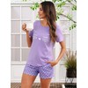 Reliwel Women's Short Cotton Shorty Pyjamas Women's Cats Short Sleeve
