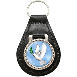 Giftshop UK Dove of Noah and Peace Leather Keyring