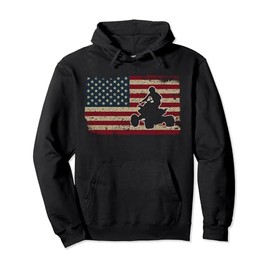 Quad Biker America Flag Gift I ATV Four Wheeler Quad Bike Pullover Hoodie