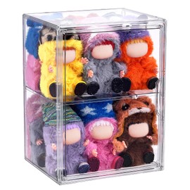 ToBeAce Clear Acrylic Display Case for Collectibles, Large Adjustable Figure Display Case with Magnetic Door, 2 Layer Stackable Storage Box Showcase with Shelf for Action Figures, Dolls, Toys, 1 Pack