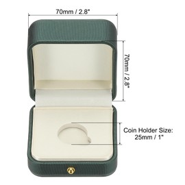PATIKIL Coin Display Box, Coin Presentation Display Box Coin Box Coin Case with Coin Holder Fit 25mm Coin for Silver Dollar Collectors, Green