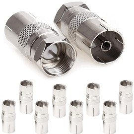 10 Pcs RF Female Socket to F Type Screw Male Plug Adapter Converter,TV T/F Type Connector Socket to RF Coax Aerial Adapter for Satellite TV DVR
