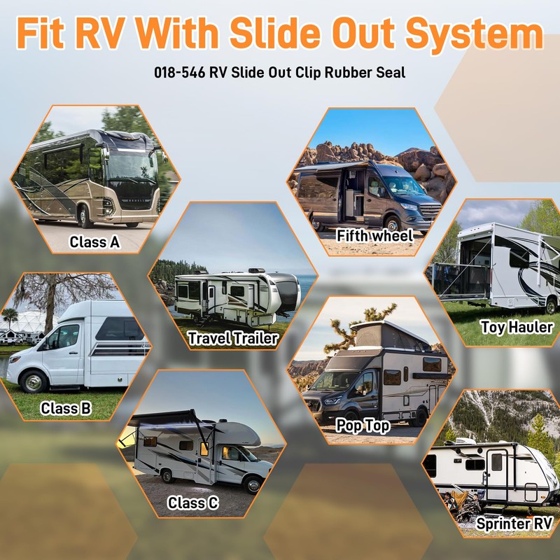 018-546 RV Slide Out Clip Rubber,Door Window Channel Seal Mounts