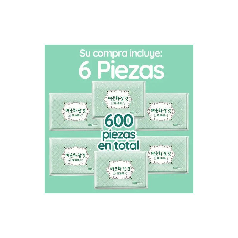 600p Papel Te Verde Absorbente Grasa Facial Elimina Brillo