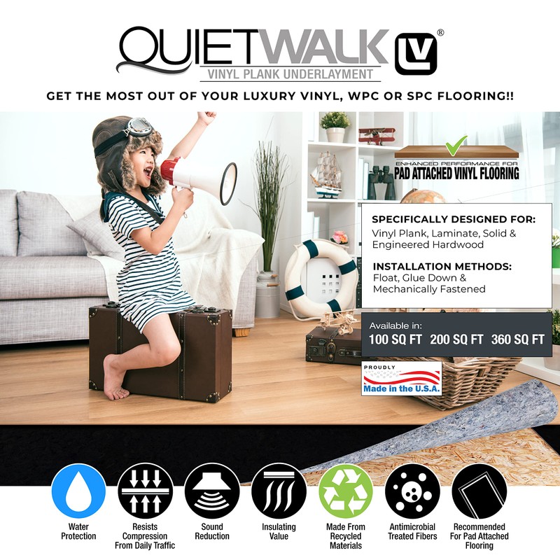 QuietWalk LV Luxury Vinyl, Laminate, or Wood Underlayment (Float, Glue,