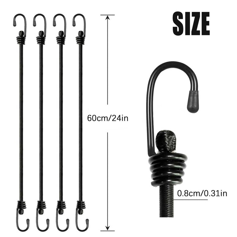 Bungee Cords With Hooks, Heavy Duty Elasticated Shock Cords Weatherproof