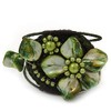 Avalaya Olive/Green Shell Bead Flower Wired Flex Bracelet - Adjustable