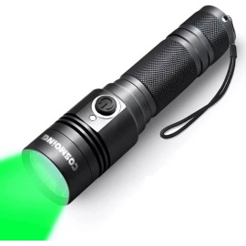 cosmoing Green LED flashlight Rechargeable, IP65 Waterproof Torch (Battery NOT Include)