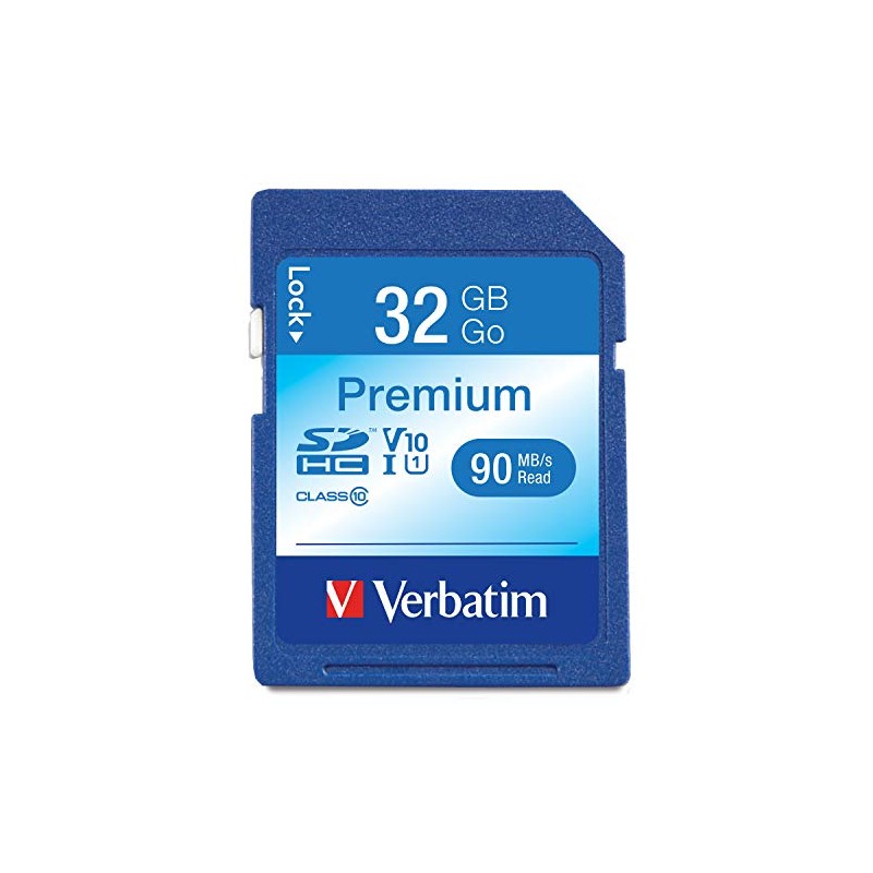 Verbatim 32GB Premium SDHC Memory Card, UHS-I Class 10, Blue