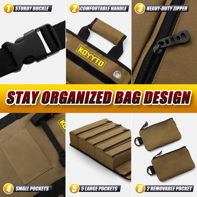 KOYYTO Premium Tool Roll up Bag - Heavy Duty Small