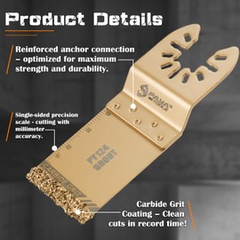 PAYA TOOLS Carbide Grout Blades,5PCS Flush Cutting Oscillating Multi Tool Saw Blades for Grout Removal, Flush Cut, Cleaning Mortar