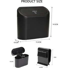 Hoclauho Set of 2 car rubbish bins, with 60 rubbish bags, car rubbish bin with lid, small bin, hanging storage box, rubbish bins