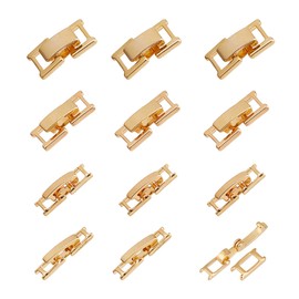 NICENEEDED 12 Sets 18K Gold Plated Fold Over Clasp, 4 Styles Watch Band Clasps, Necklace Extension Clasp Metal Bracelets Extenders Clasps for Bracelet Necklace Craft Jewelry Making