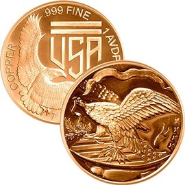 Jig Pro Shop 1 oz .999 Pure Copper Medallion (Eagle & Shield)