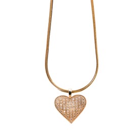 Stainless steel heart-shaped women's necklace, with the magnificent brilliance of zirconia stones, the elegant reflection of yellow, is the shining symbol of infinite love and affection.
