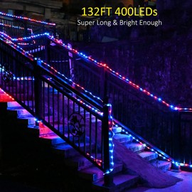 HAHOME 132Ft Outdoor Rope Lights, Waterproof Rope Lights for Outside, 400 LED Color Changing String Lights Plug in with Remote for Christmas Patio Garden Pool Party Holiday Indoor Decorations