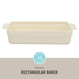 Martha Stewart Broadbrook Ceramic Bakeware, 13x9 Inch Rectangular Baking Dish with Handles, Cream Glazed Stoneware for Casseroles, Lasagna, Roasts & Desserts, Oven & Dishwasher Safe