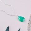 Natural Green Onyx Crystals Pendant Necklace, Pear Cabochon Gemstone, Energy
