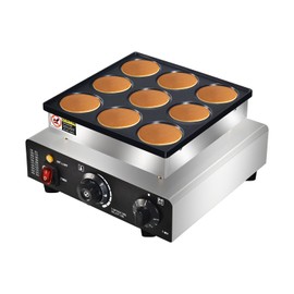 Mini Pancakes Maker Machine, Dutch Mini Pancake Griddle, 9 Holes 76mm Diameter Dorayaki Baker Machine， Electric Poffertjes Pan, Ideal for Breakfast, Snacks, Desserts & More