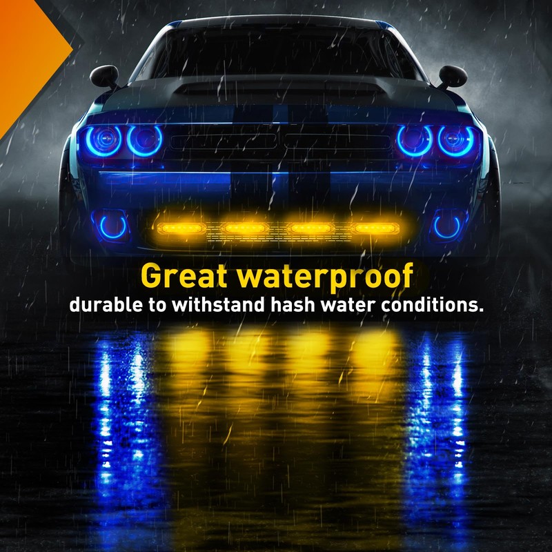 Nilight 4PCS 6LED Amber Emergency Strobe lights 12V 24V Surface
