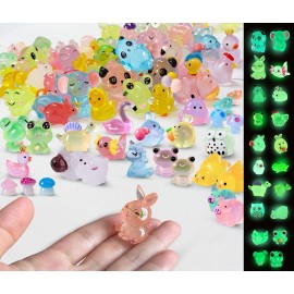 Sparklefab 100 Pcs Luminous Mini Resin Animals Tiny Resin Animals Bulk, Glow in The Dark...