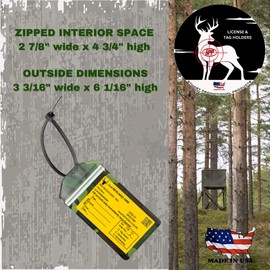 3 Pack, Camouflage, Vertical, Zipped, Hunting & Fishing License Holder, Deer Tag, Includes Zip Tie, Made in USA