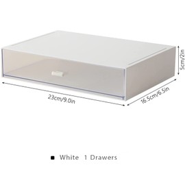 Desk Organizer-Stackable Organizer Drawers, Plastic Makeup Organizer, Desktop Storage Great for Office Organization School Home - 1drawers (White)