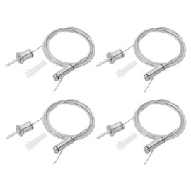 PATIKIL Ceiling Hanging Wire Cable Kit, 2m/6.6ft 4 Set Adjustable Light Suspend Cable Kit Panel Hanging Rope Clamp Slotted Round Nail for Pendant Light Fitting Aquarium Lights, Style 2