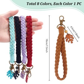PH PandaHall 8 Colours Macrame Wristlet Keychains, Boho Keychain Wrist Lanyard Keychains Keyring Wristband Bracelet Keyring Holder Lanyard Strap Phone Charm for Car Keys Women Handbag Backpacks